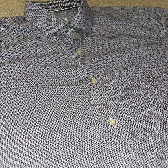 Robert Graham Houndstooth Plaid Button Down Shirt Grey White Black Size 46/18 - Picture 2 of 8